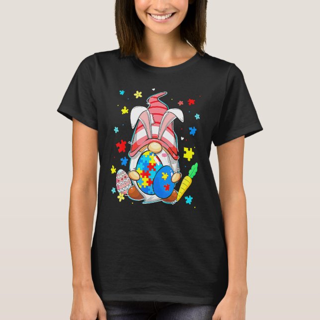 Acceptera Kärlek Gnome Autism Awareness Öster T Shirt (Framsida)