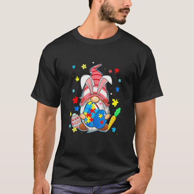 Acceptera Kärlek Gnome Autism Awareness Öster T Shirt (Framsida)
