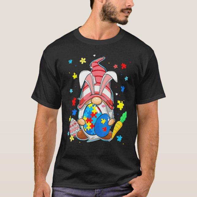 Acceptera Kärlek Gnome Autism Awareness Öster T Shirt (Framsida)