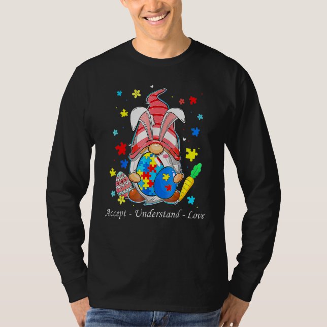 Acceptera Kärlek Gnome Autism Awareness Öster T Shirt (Framsida)