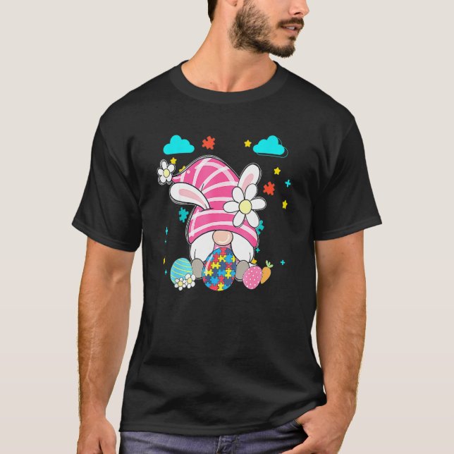 Acceptera Kärlek Gnome Autism Awareness Öster T Shirt (Framsida)