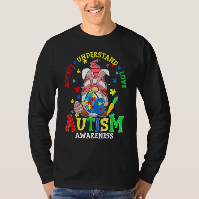 Acceptera Kärlek Gnome Autism Awareness Öster T Shirt (Framsida)