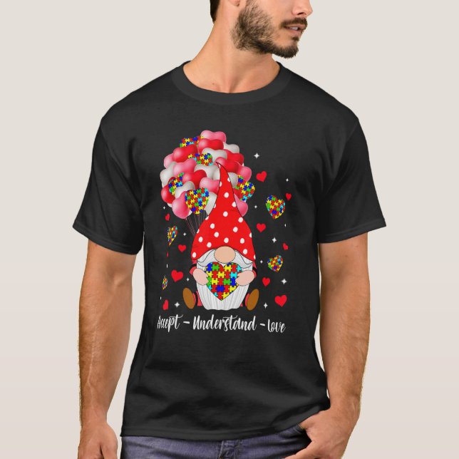 Acceptera Kärlek Gnome Autism Awareness Vale T Shirt (Framsida)