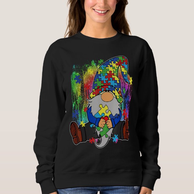Acceptera Kärlek Gnome Puzzle Delar Autism T Shirt (Framsida)