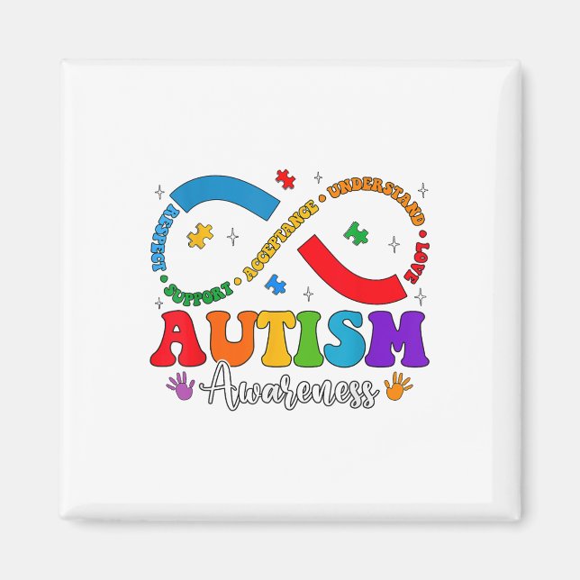 Acceptera Kärlek Heart Infinity Autism Medveten Magnet (Framsidan)