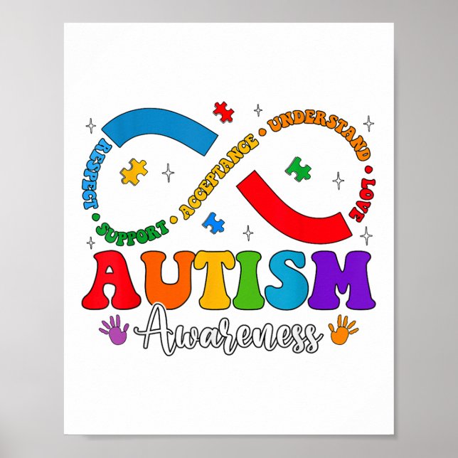 Acceptera Kärlek Heart Infinity Autism Medveten Poster (Framsidan)