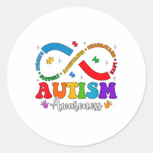 Acceptera Kärlek Heart Infinity Autism Medveten Runt Klistermärke