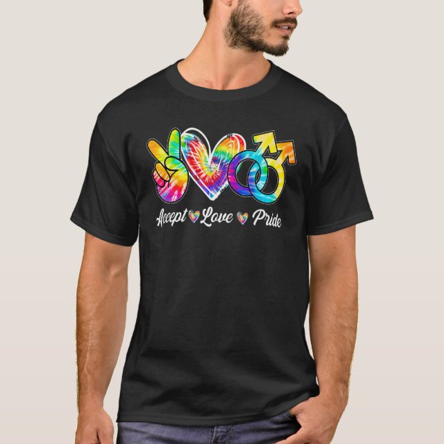 Acceptera Kärlek Pride Gay Tie Dye LGBT Pride Mont T Shirt (Framsida)