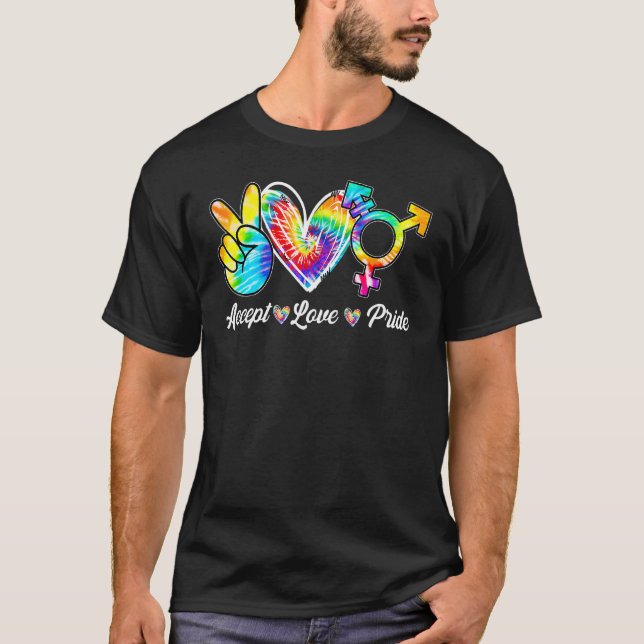 Acceptera Kärlek Pride Transgender Tie Dye LGBt Pr T Shirt (Framsida)