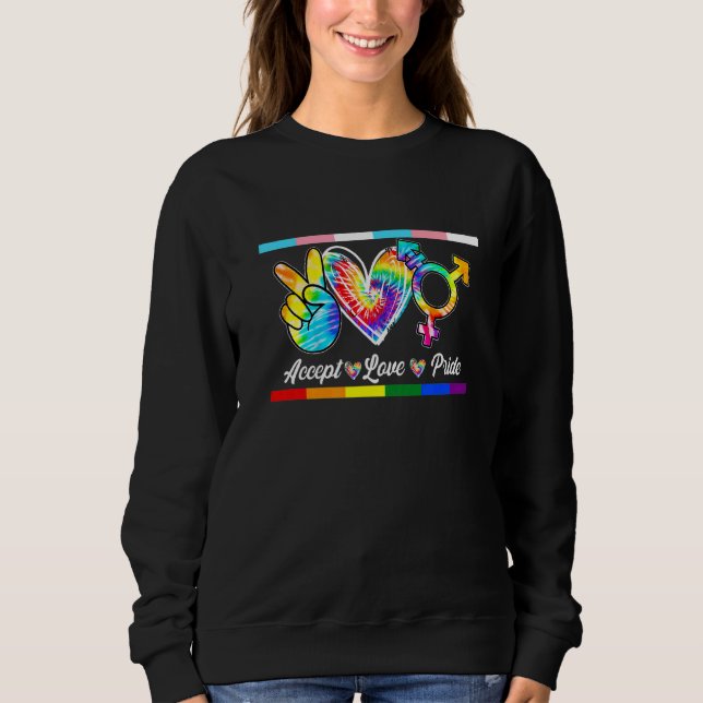 Acceptera Kärlek Pride Transgender Tie Dye LGBt Pr T Shirt (Framsida)
