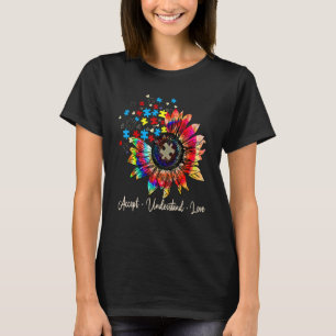 Acceptera Kärlek Solrossenpuzzle Autism Awa T Shirt