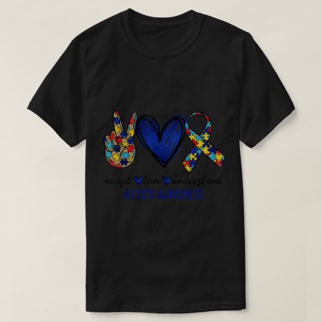 Acceptera medvetenheten om Kärlek Autism T-Shirt A (Design framsida)