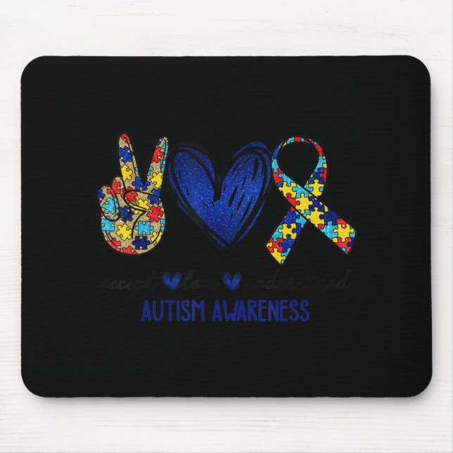 Acceptera medvetenheten om Kärlek Autism T-Shirt A Musmatta (Framsidan)