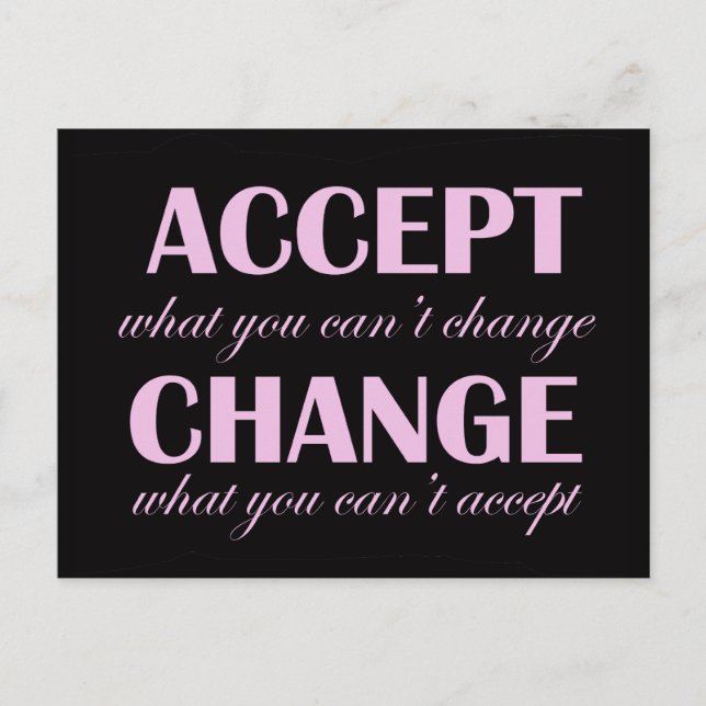 Acceptera mot ändring - vykort för motivation (Framsida)