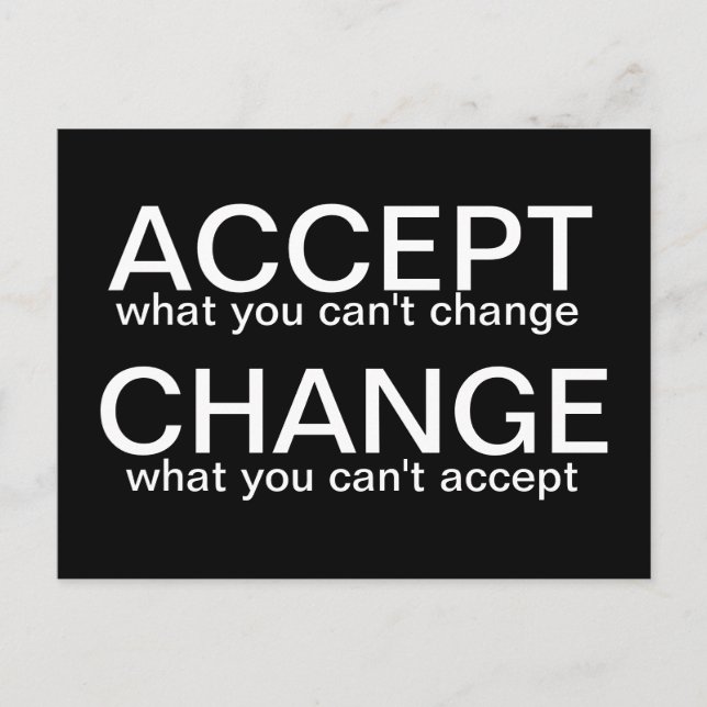 Acceptera mot ändring - vykort för motivation (Framsida)