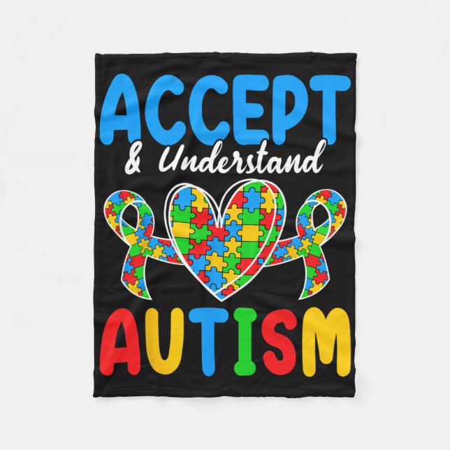 Acceptera och förstå autismdagen fleecefilt (Framsidan)