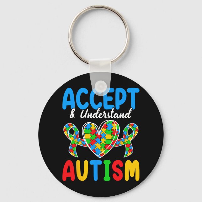 Acceptera och förstå autismdagen nyckelring (Framsida)