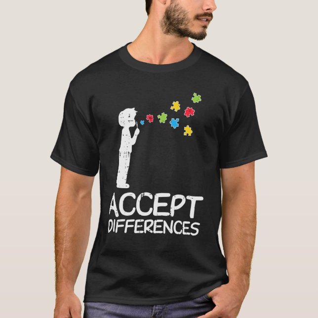 Acceptera skillnader Barn Pussel Bubblor Autismame T Shirt (Framsida)