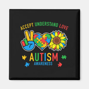 Acceptera Solrosmedvetandet om Kärlek Autism Magnet