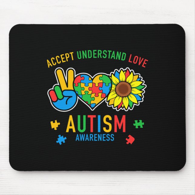 Acceptera Solrosmedvetandet om Kärlek Autism Musmatta (Framsidan)