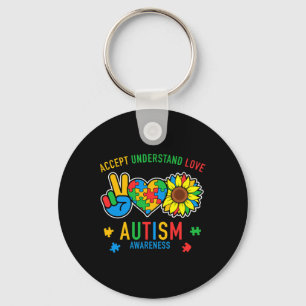 Acceptera Solrosmedvetandet om Kärlek Autism Nyckelring