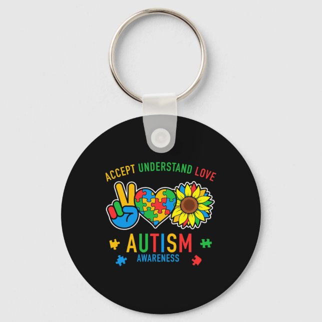 Acceptera Solrosmedvetandet om Kärlek Autism Nyckelring (Framsida)