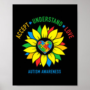 Acceptera Solrosmedvetandet om Kärlek Autism Poster