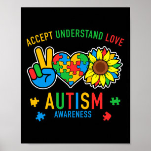 Acceptera Solrosmedvetandet om Kärlek Autism Poster
