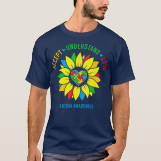 Acceptera Solrosmedvetandet om Kärlek Autism T Shirt