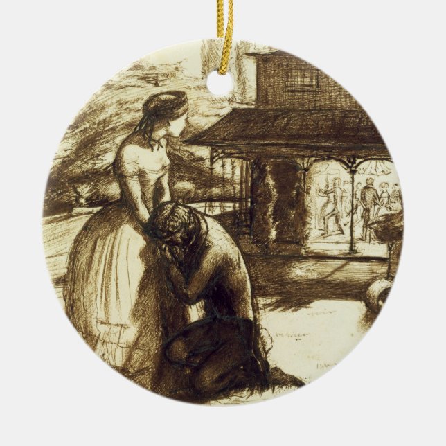 Accepterad 1853 (skriva & bryna bläck på papper), julgransprydnad keramik (Framsidan)