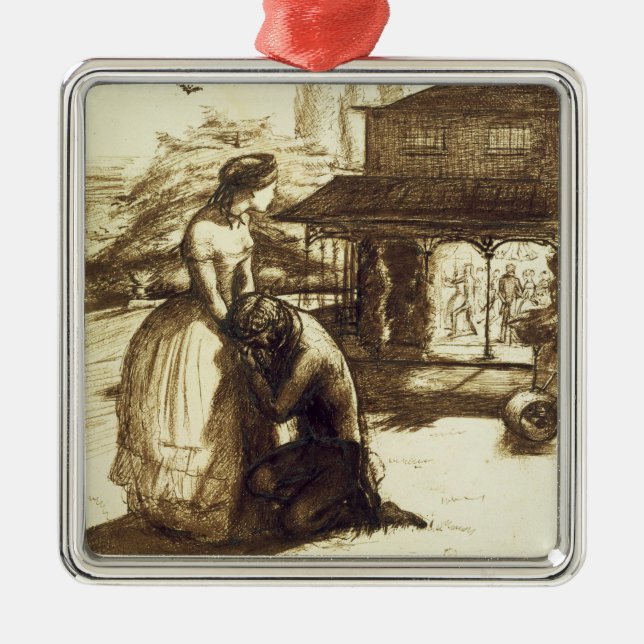 Accepterad 1853 (skriva & bryna bläck på papper), julgransprydnad metall (Framsidan)