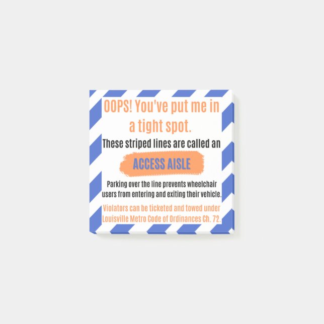 Access Aisle Sticker för Louisville, Kentucky Post-it Block (Framsida)