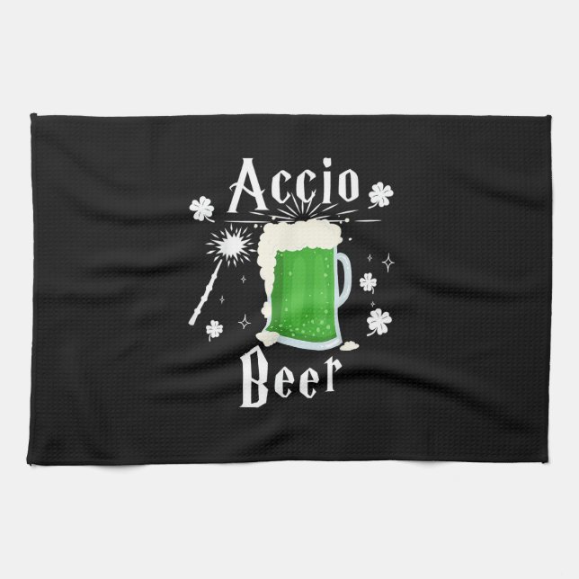 Accio Beer Funny St patrick's day Drinking T-Shirt Kökshandduk (Horisontell)