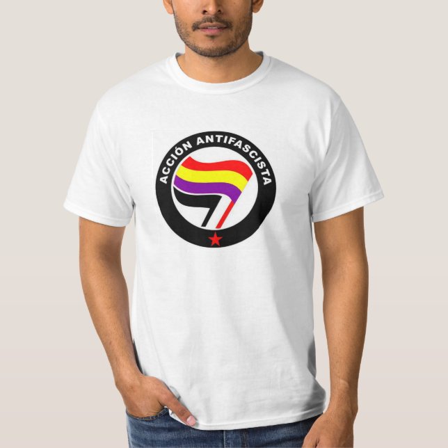 Acción Antifascista Antifascist spanjorflagga T Shirt (Framsida)