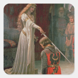 Accolade - Edmond Blair Leighton Mitten Ages Knigh Fyrkantigt Klistermärke