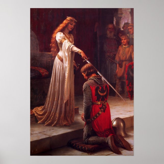 Accolade - Medieval Knight och Dam Art Print Poster (Framsidan)
