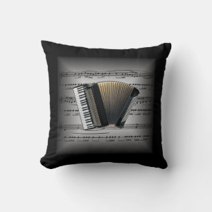 Accordion ~ 3D Lakan Music ~ Pillow Grått/Black ~ Kudde