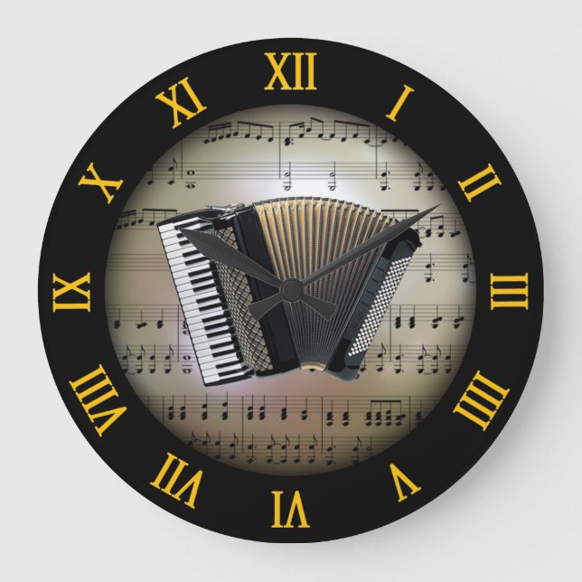 Accordion ~ Bakgrund "Musical Planet" * ~ Stor Klocka (Framsida)