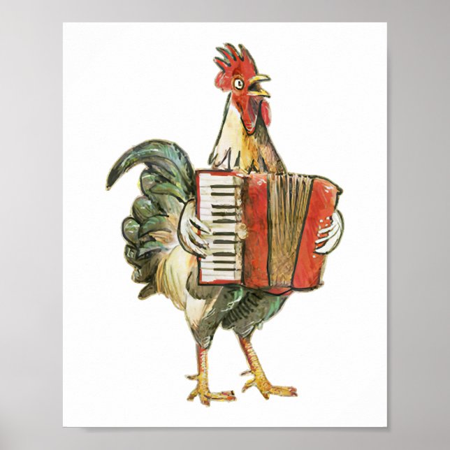 Accordion Chicken Shirt, Chicken Shirt, Chicken Mu Poster (Framsidan)