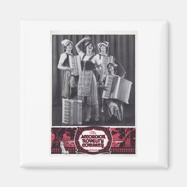Accordion Girls Vintage annons Magnet (Framsidan)