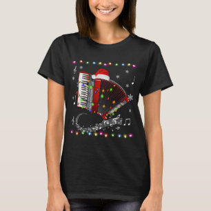 Accordion Instrument Santa Hat jul Ljus Xm T Shirt