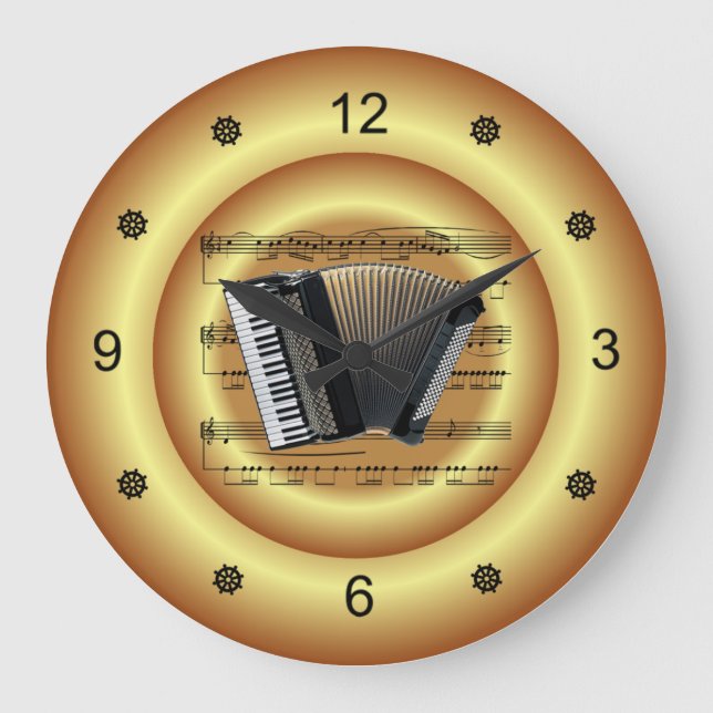 ~ Accordion~ Lakan Music ~ Guld Background ~ Stor Klocka (Framsida)