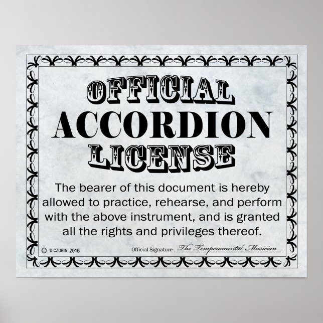 Accordion Licence Poster (Framsidan)