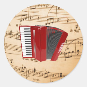 Accordion Music, populär design, Runt Klistermärke