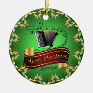 Accordion ~ Musical Rulla ~ God jul ~ * ~ Julgransprydnad Keramik