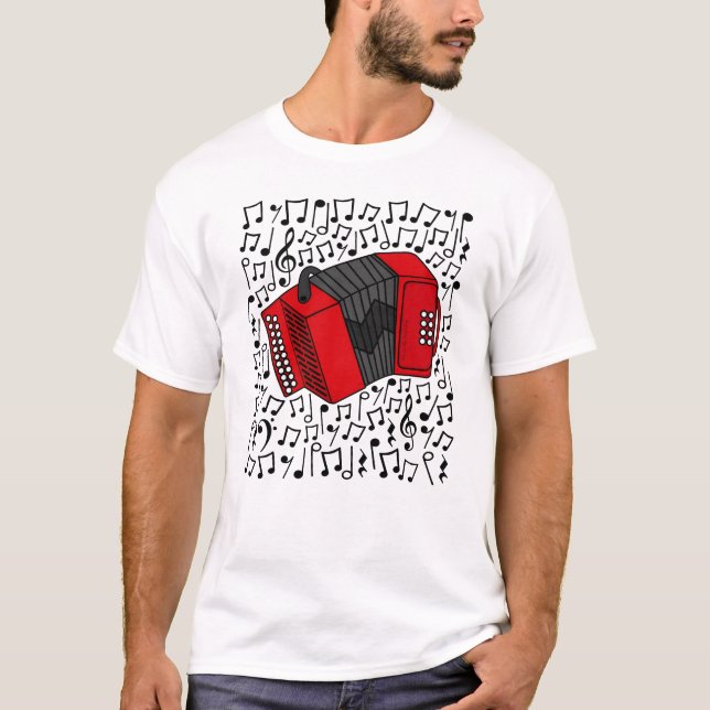 Accordion Musik noter Accordionist Folk Musician T Shirt (Framsida)