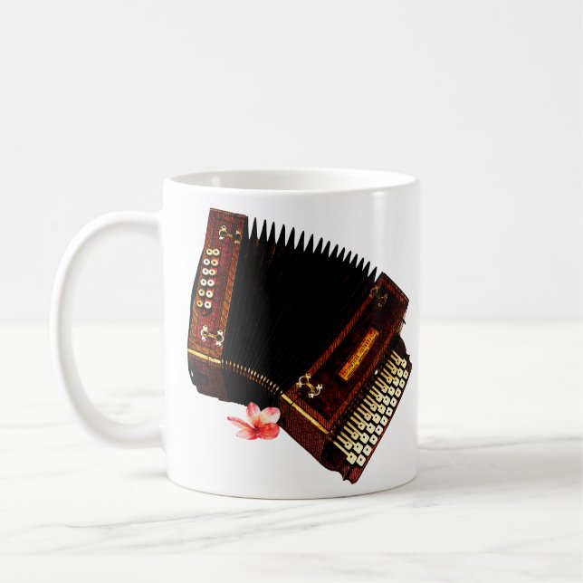 Accordion och Plumeria - Musical Instrument Kaffemugg (Vänster)