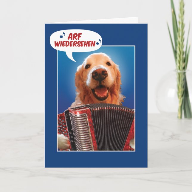 Accordion-Pay Golden Retriever Arf Wiedersehen Kort (Framsida)
