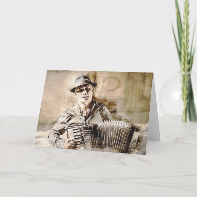 Accordion Player Accordionist kommer snart Kort (Framsida)