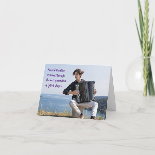 Accordion Player Accordionist Traditional Musician Kort (Framsida)